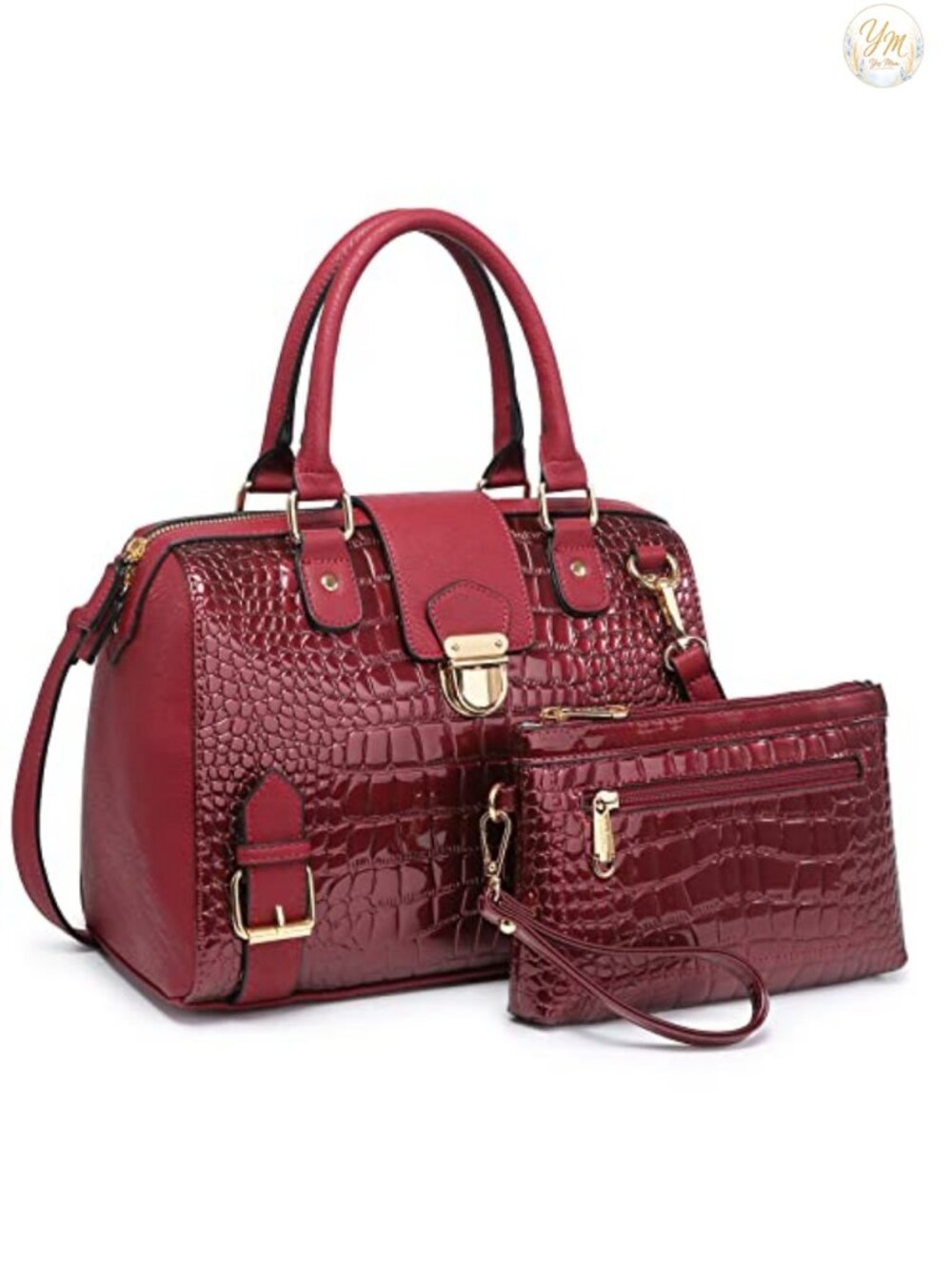 Women's Vegan Leather Satchel Purse Work Tote with Detachable Strap
